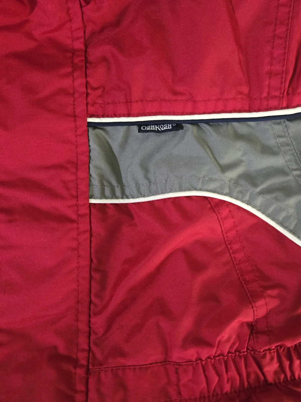 OshKosh Red Gray Insulated Winter Coat Jacket Hooded Fleece Lined Toddler